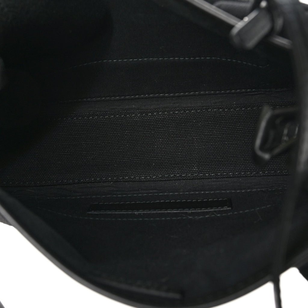 Cotton Canvas Calfskin Logo Print Navy Cabas XS Black White