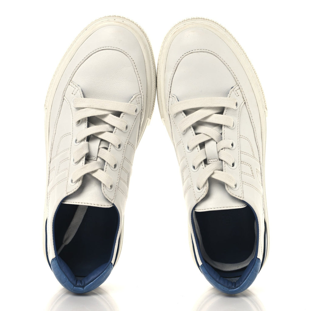 Matte Niloticus Crocodile Calfskin Deep Sneakers 37 White Bleu Bleuet