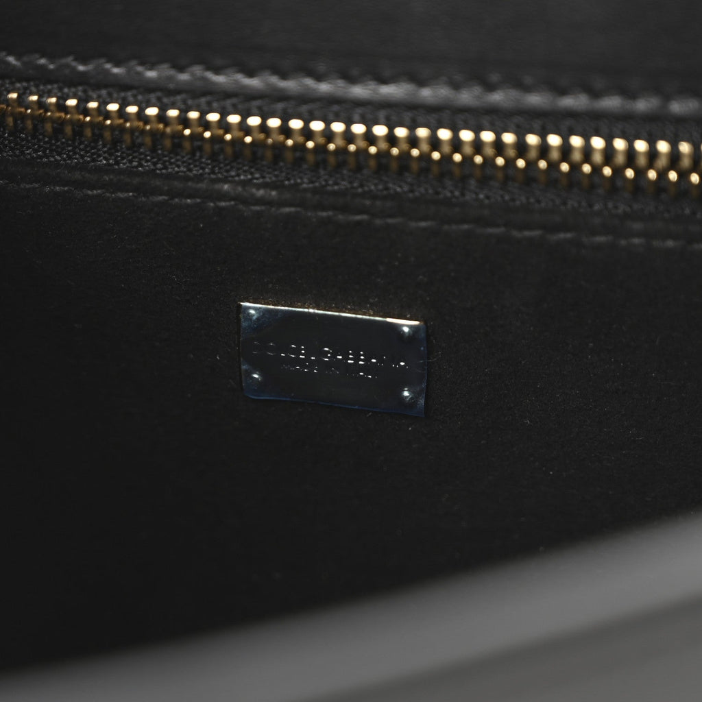 Calfskin DG Logo Flap Crossbody Bag Black