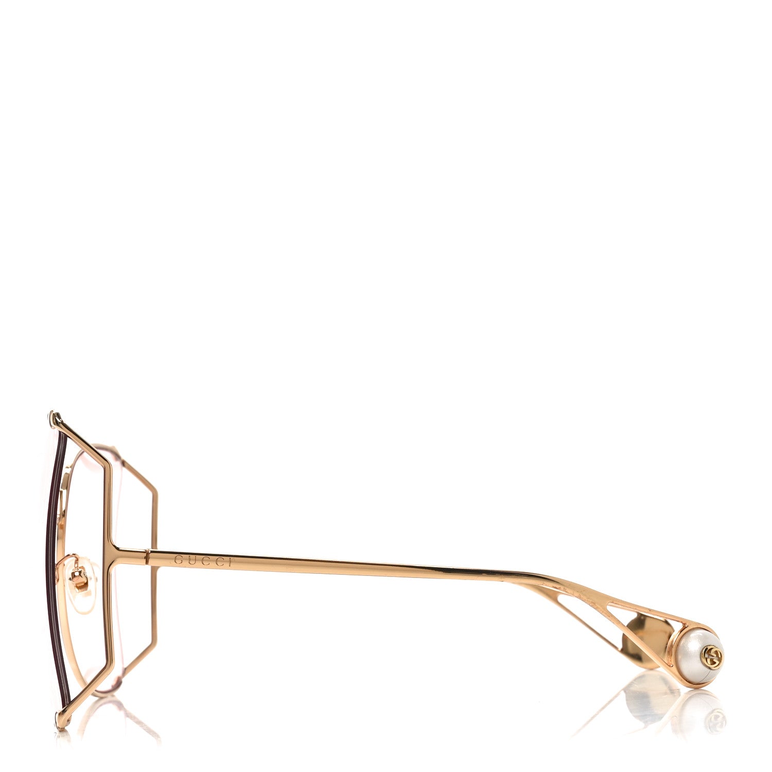 Metal Oversized Round Sunglasses GG0252S Gold Pink