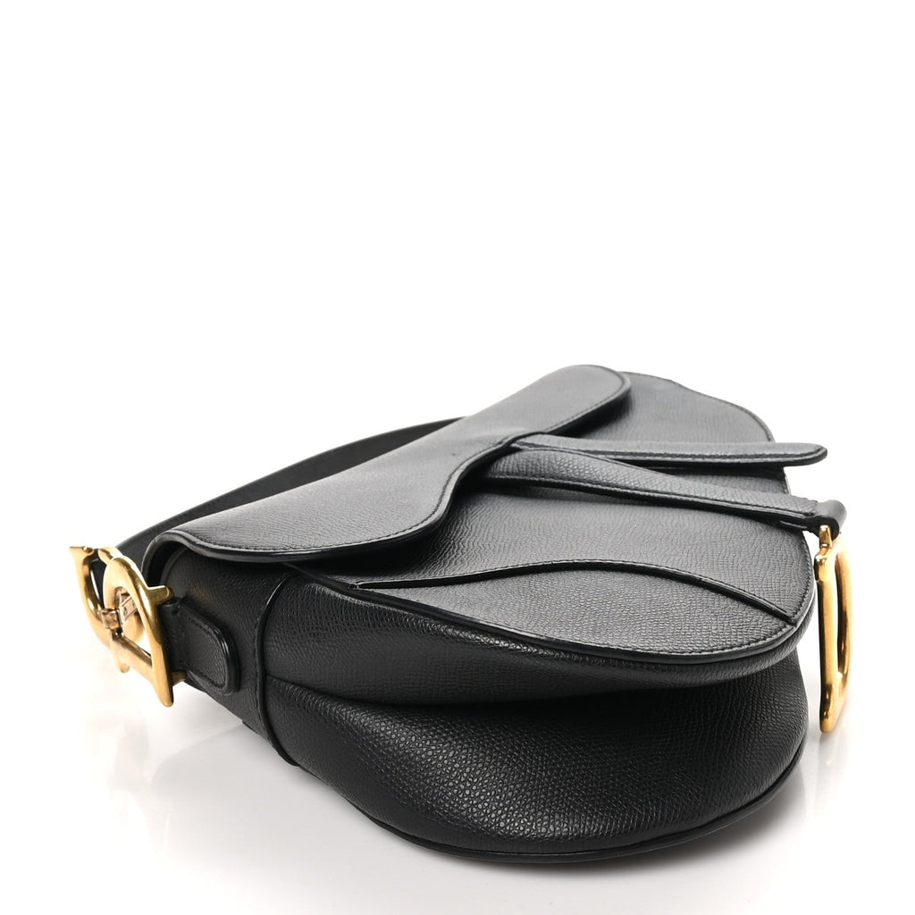 Grained Calfskin Saddle Bag Black