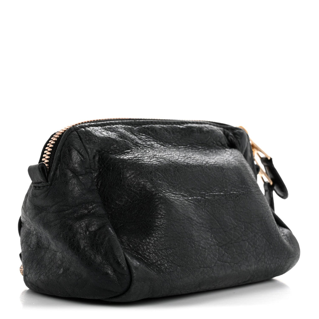 Agneau Giant 12 Rose Gold Hardware Pencil Case Black