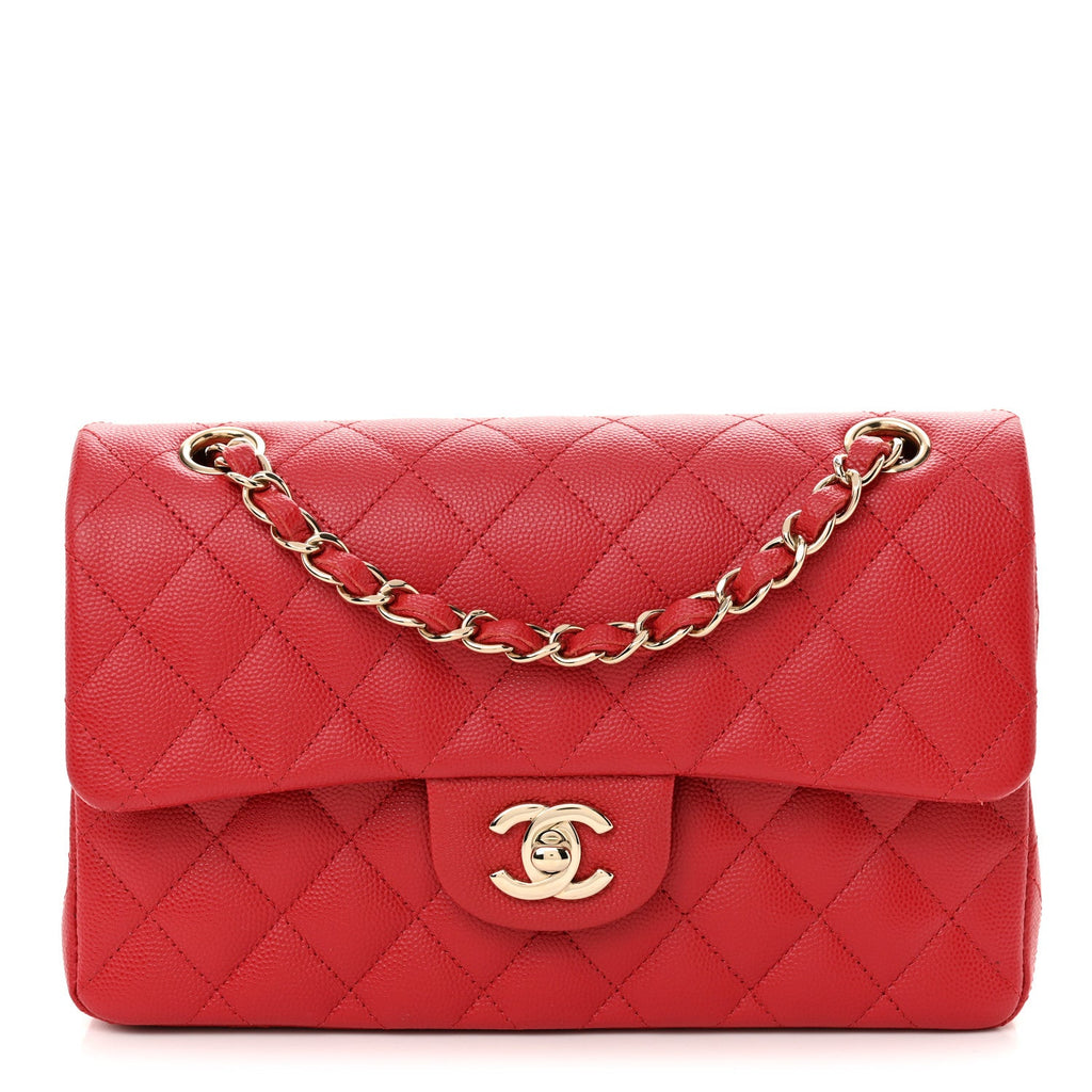 Caviar Quilted Small Double Flap Red