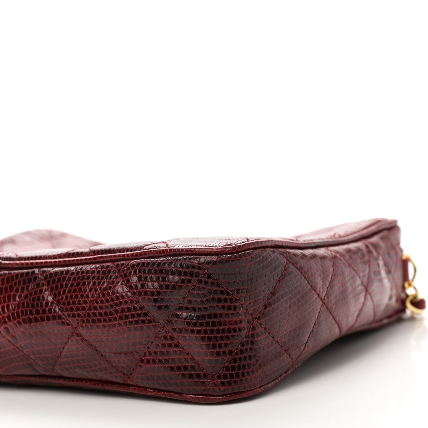 Lizard Quilted Small Tassel Camera Case Burgundy