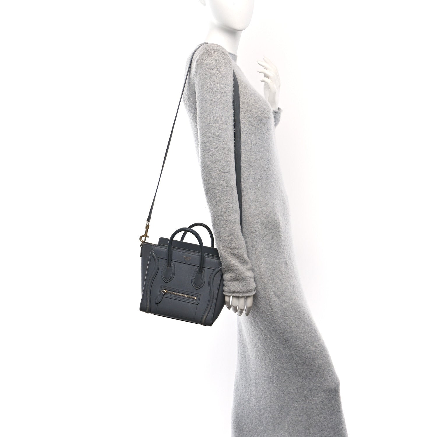 Drummed Calfskin Nano Luggage Kohl