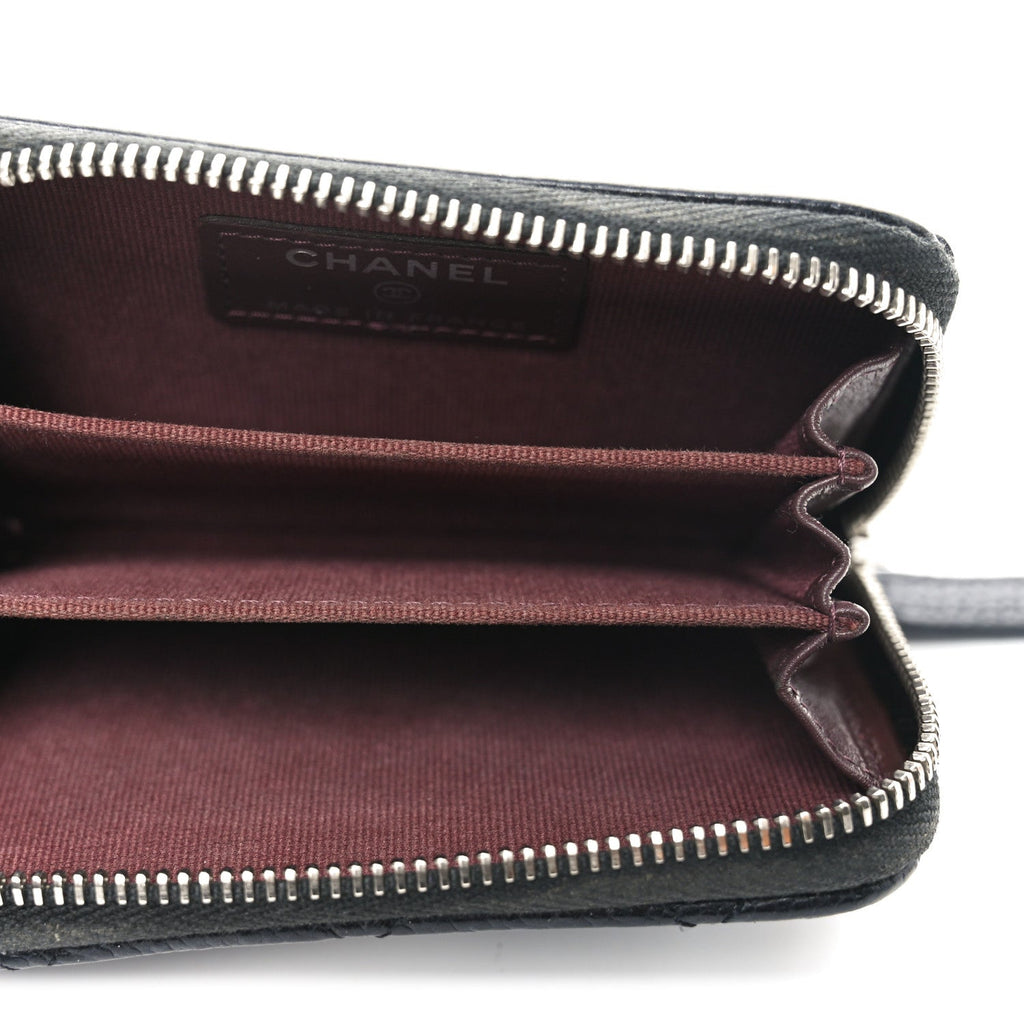 Caviar Quilted Zip Coin Purse Black