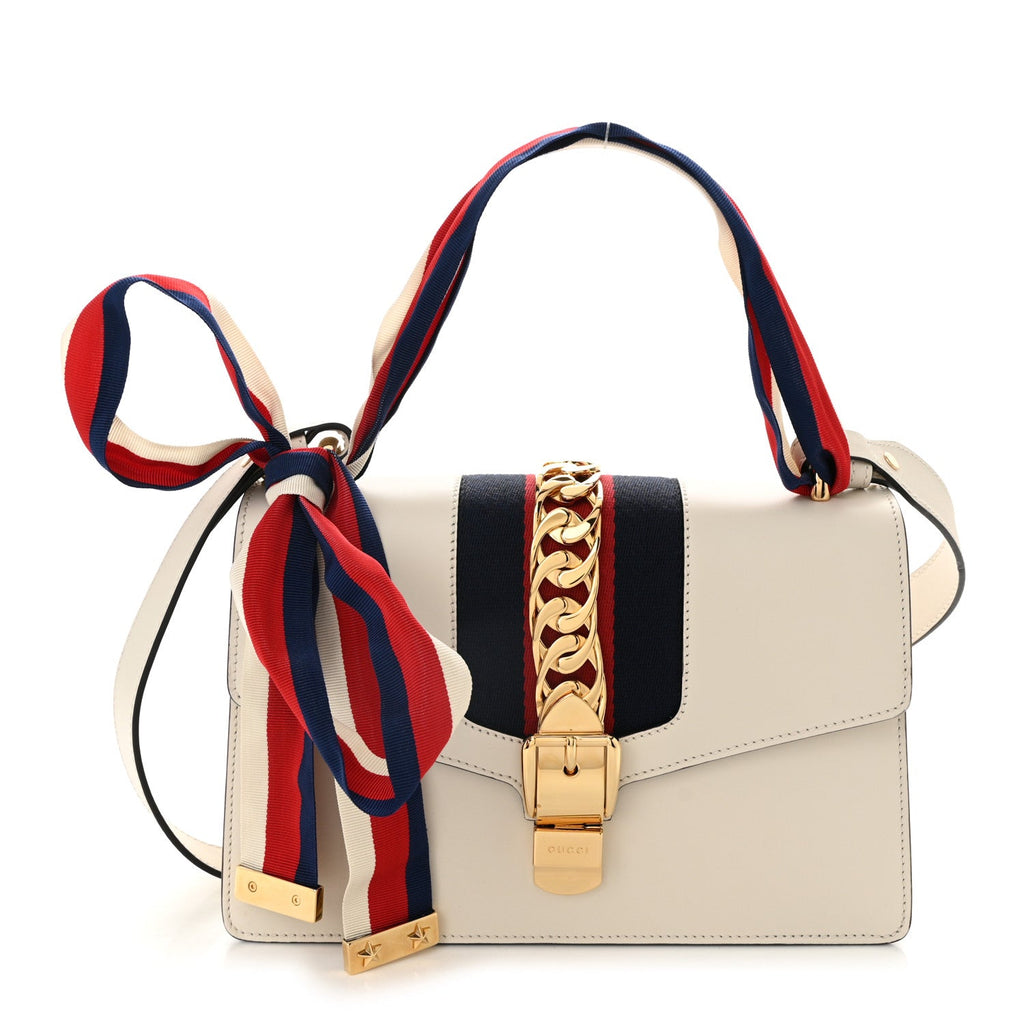 Calfskin Small Sylvie Shoulder Bag Off White