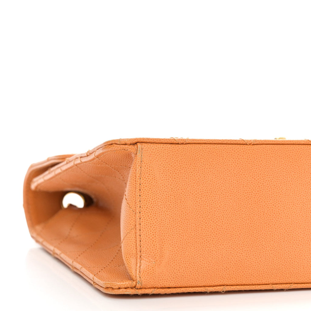 Caviar Stitched Jumbo Single Flap Orange