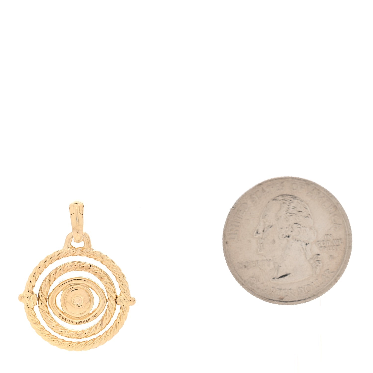 18K Yellow Gold Diamond Emerald Evil Eye Mobile Amulet Pendant