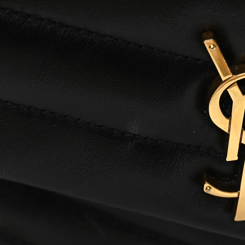 Calfskin Y Quilted Monogram Small Loulou Chain Satchel Black