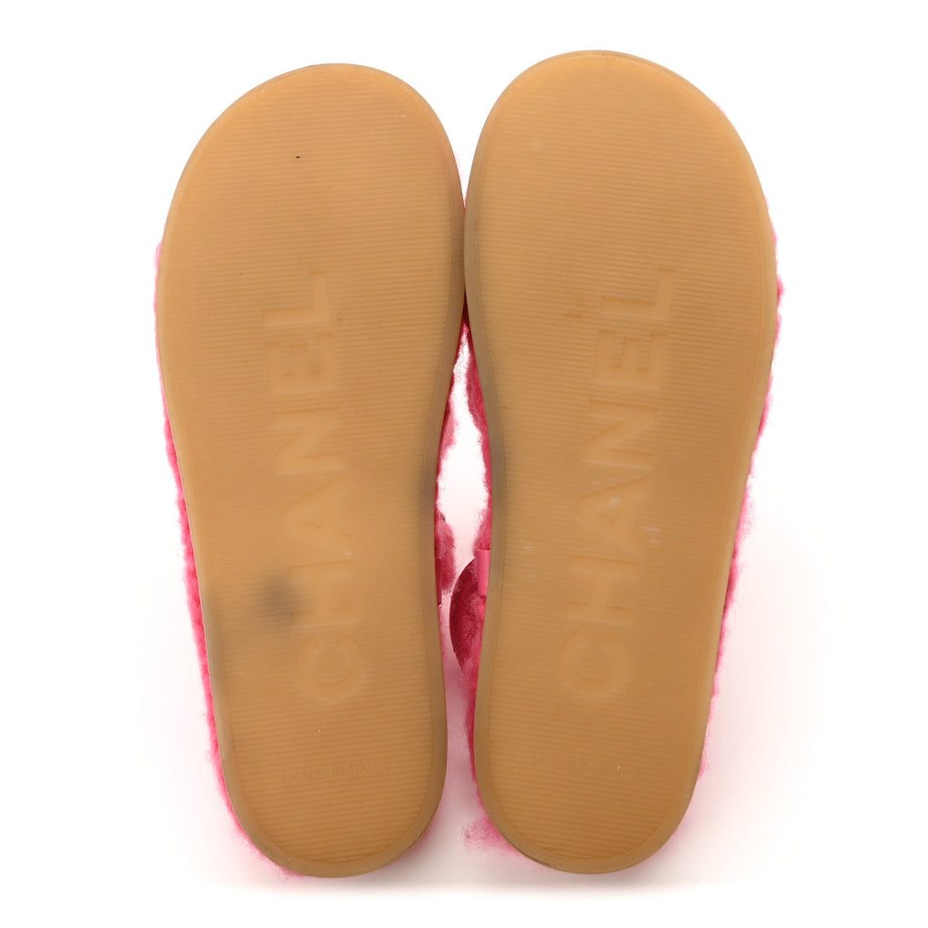 Cord Lambskin Quilted Logo Sandals 37 Pink