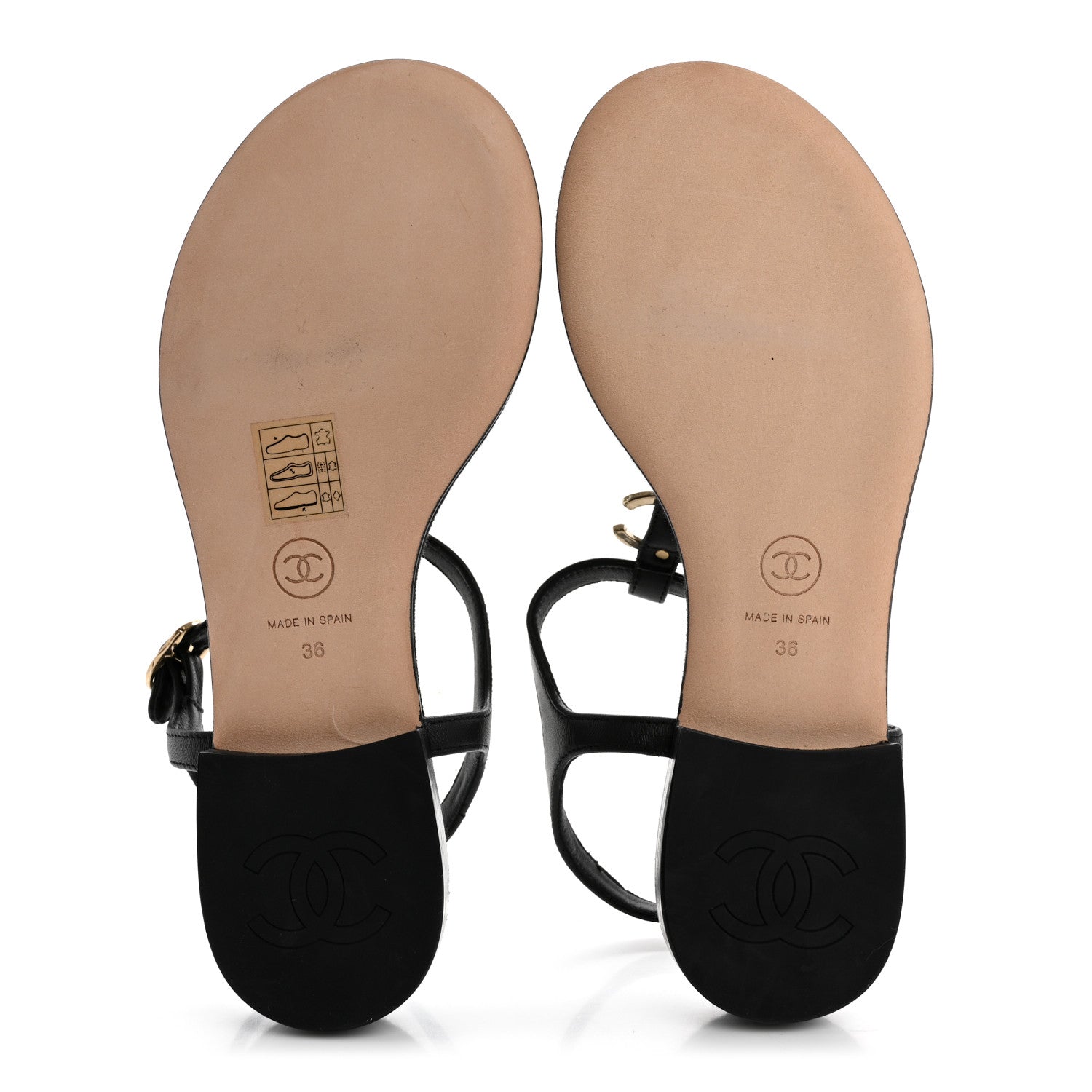 Lambskin CC Logo Thong Sandals 36 Black