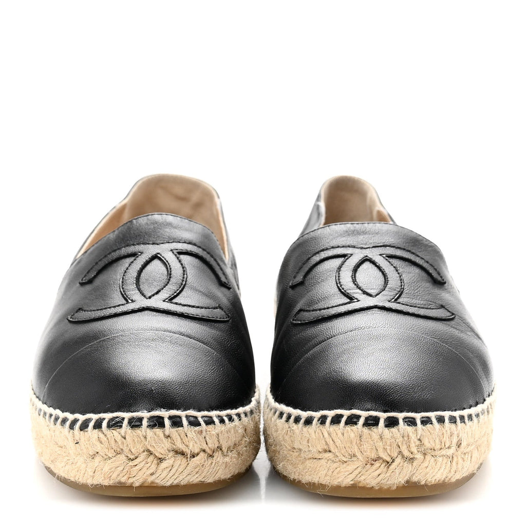 Lambskin CC Espadrilles 37 Black