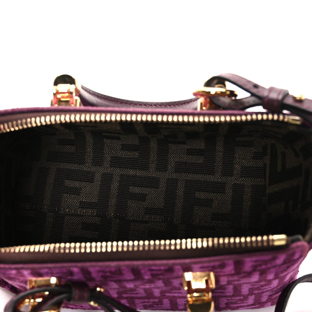 Chenille Vitello Micro FF Mini By The Way Top Handle Boston Bag Rosso Roma