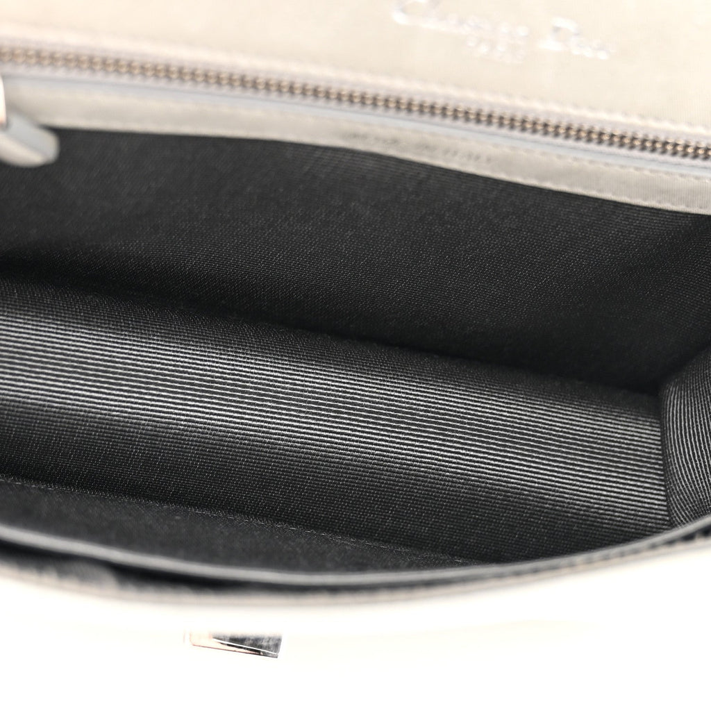 Metallic Calfskin Small Diorama Flap Bag Silver