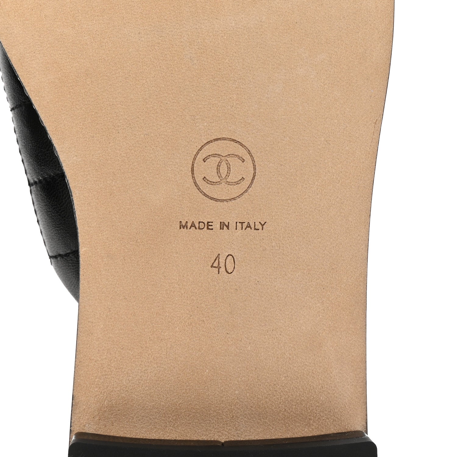 Lambskin Quilted Chain CC Sandals 40 Black