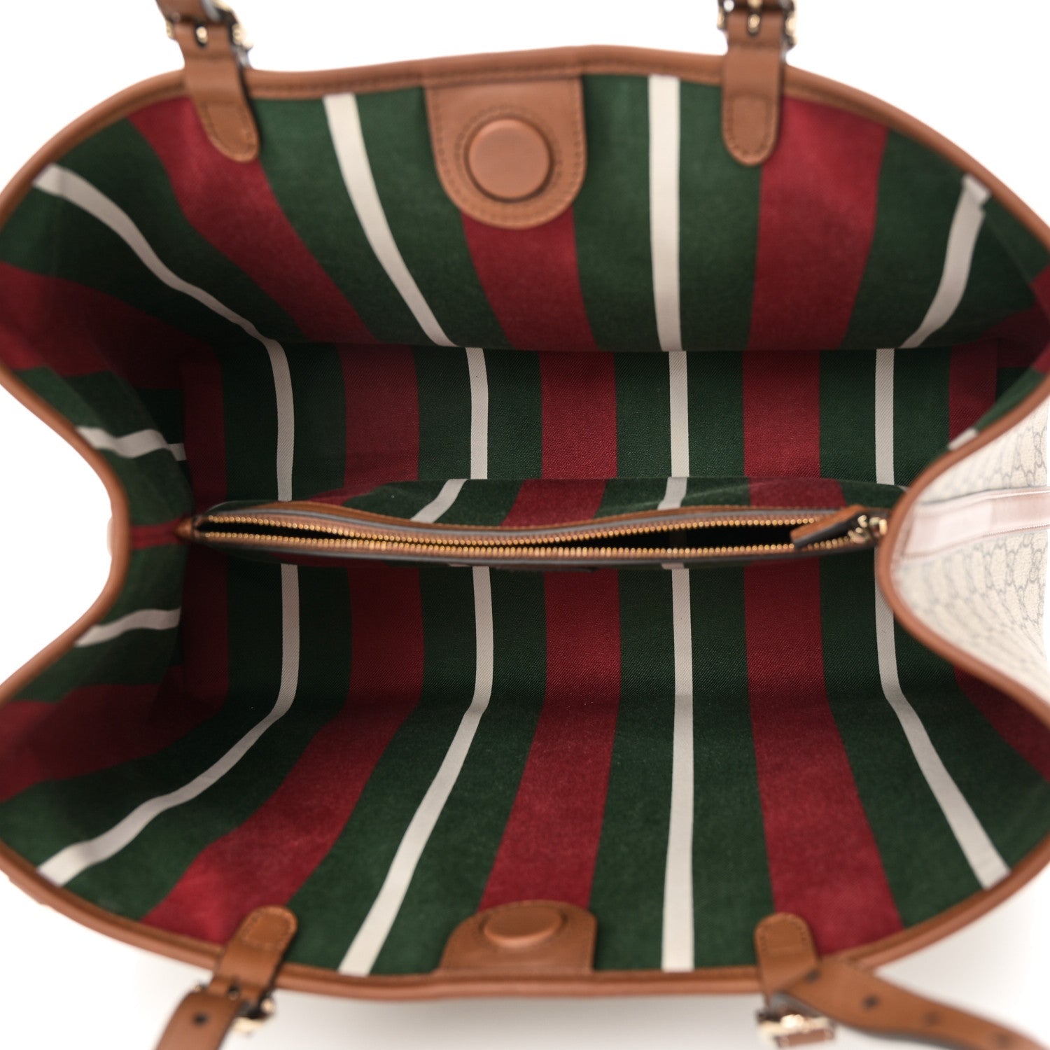 GG Supreme Monogram Emblem Medium Tote Bag Beige Dark Brown