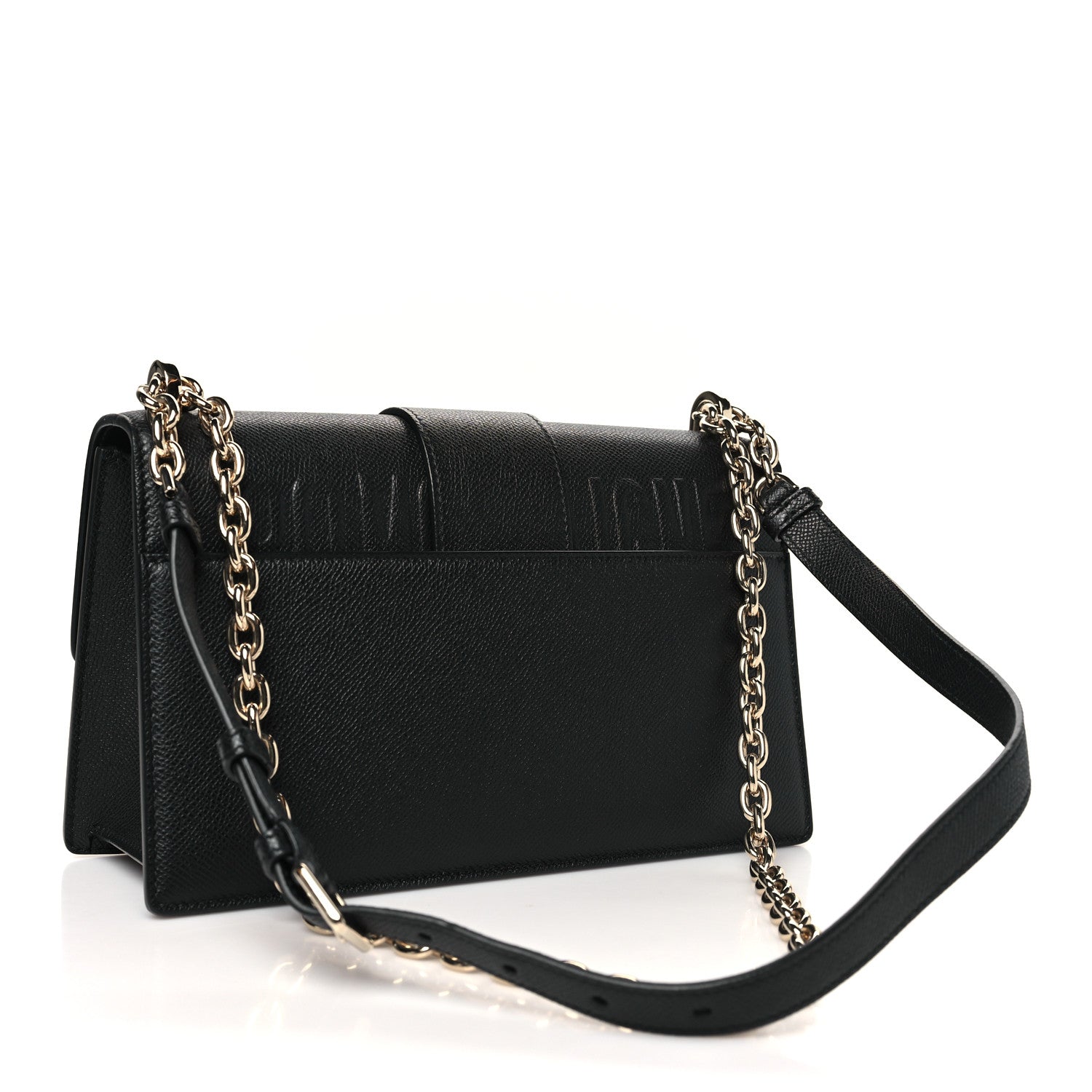 Grained Calfskin Embossed 30 Montaigne Chain Flap Bag Black