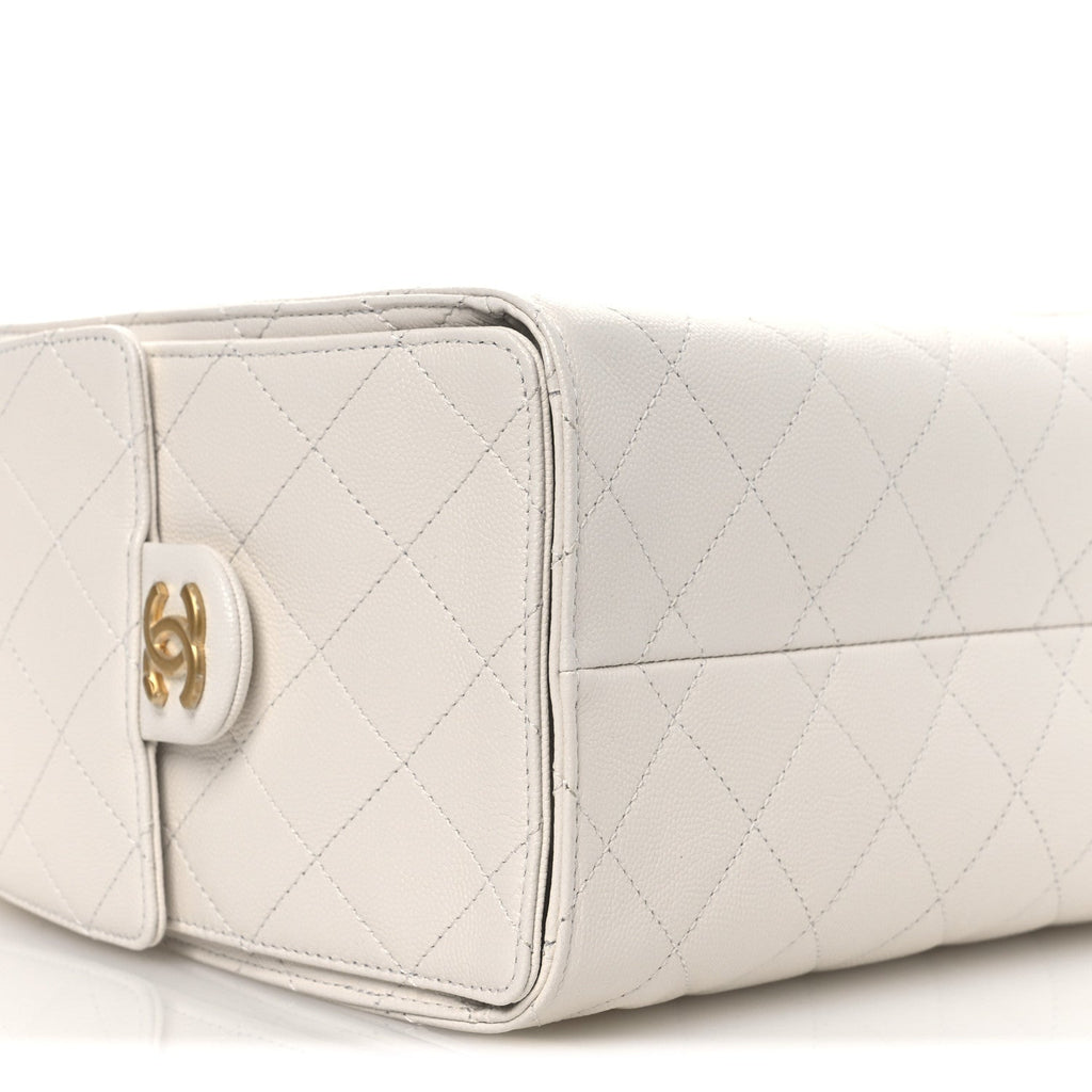 Caviar Quilted Small Chanel 25 Handbag White