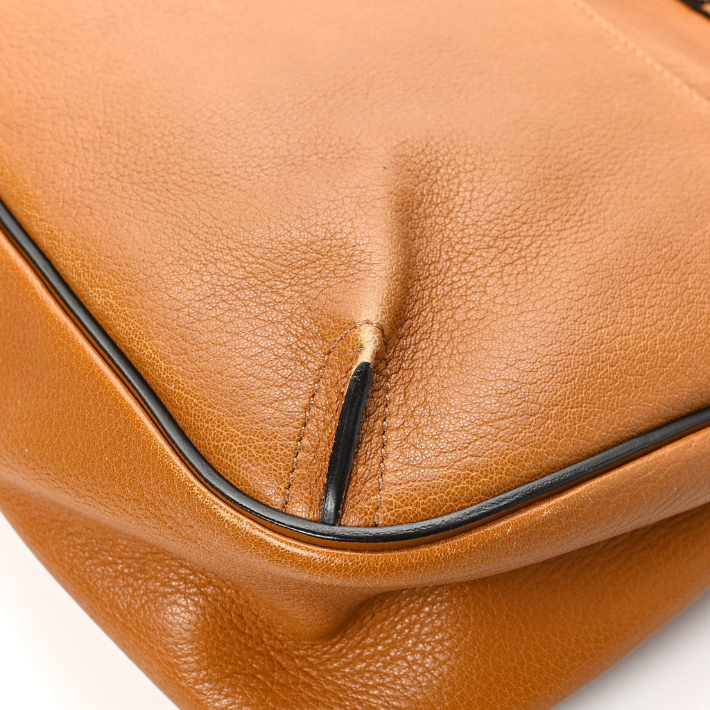 Grained Lambskin Medium Lexa Shoulder Bag Mustard Brown