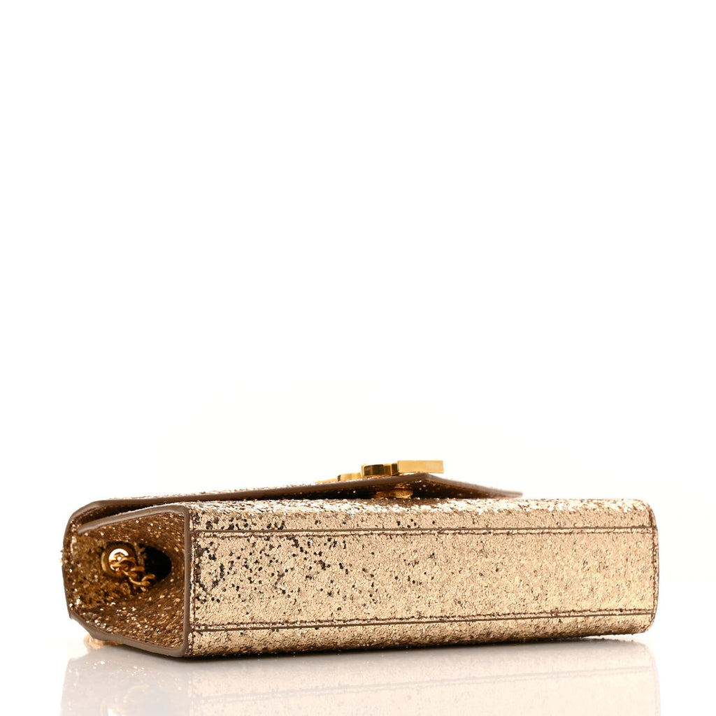 Glitter Monogram Galactica Satchel Gold
