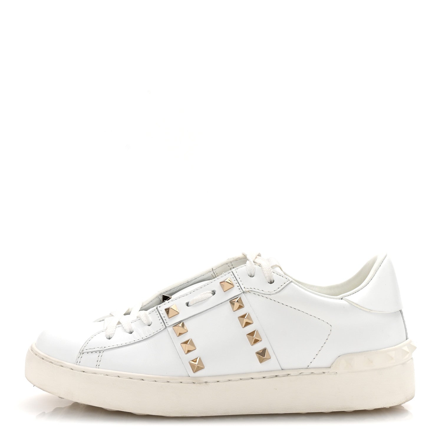 Calfskin Rockstud Untitled Open Sneakers 38 White