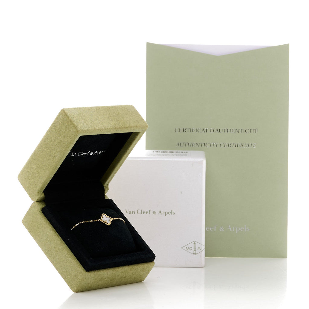 18K Yellow Gold Mother of Pearl Sweet Alhambra Bracelet