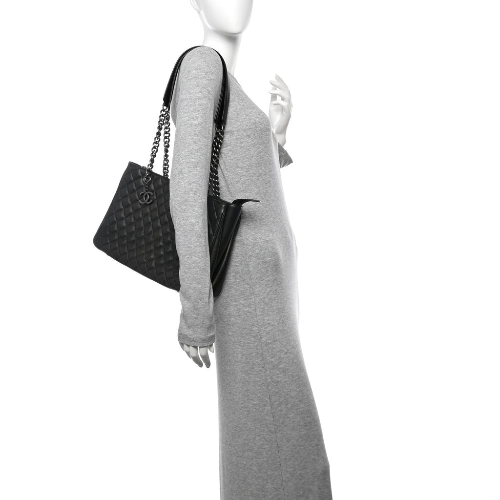 Metallic Goatskin Quilted Medium Rock In Rome Tote Charcoal