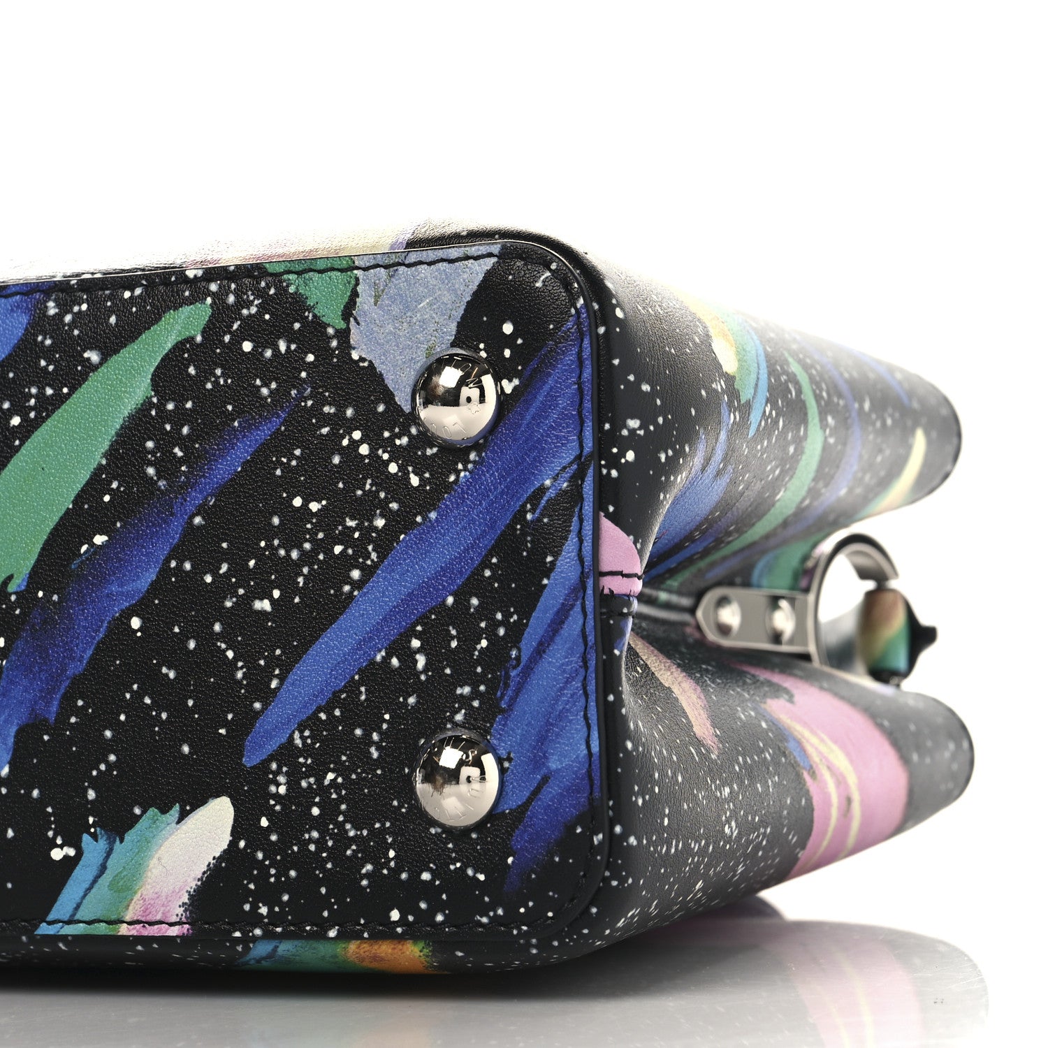 Calfskin Splash Print Capucines PM Black