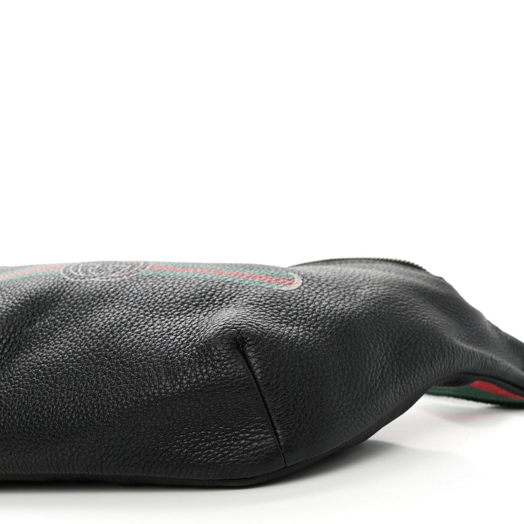 Grained Calfskin Logo Belt Bag Black