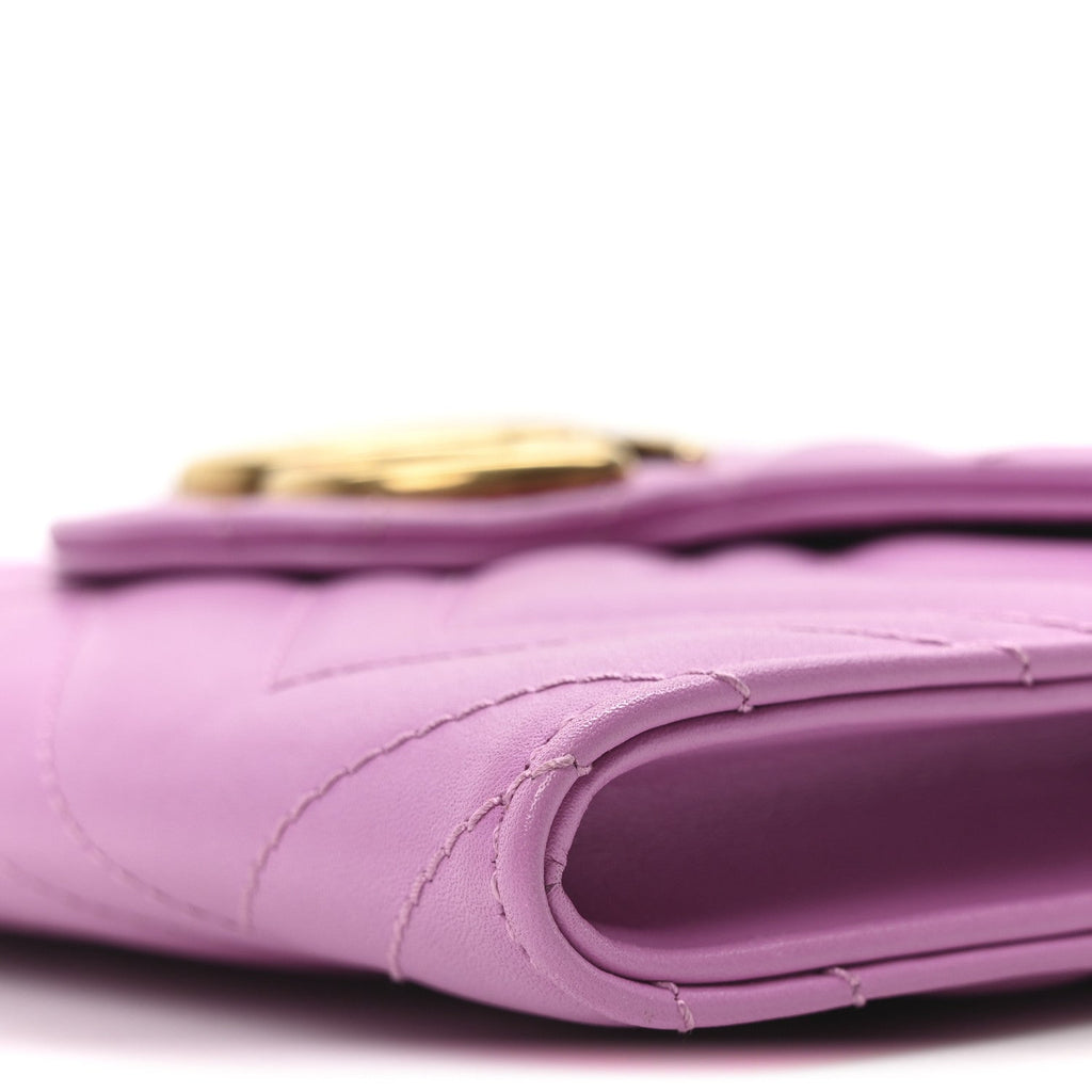 Calfskin Matelasse Mini GG Marmont Chain Wallet Candy Mousse