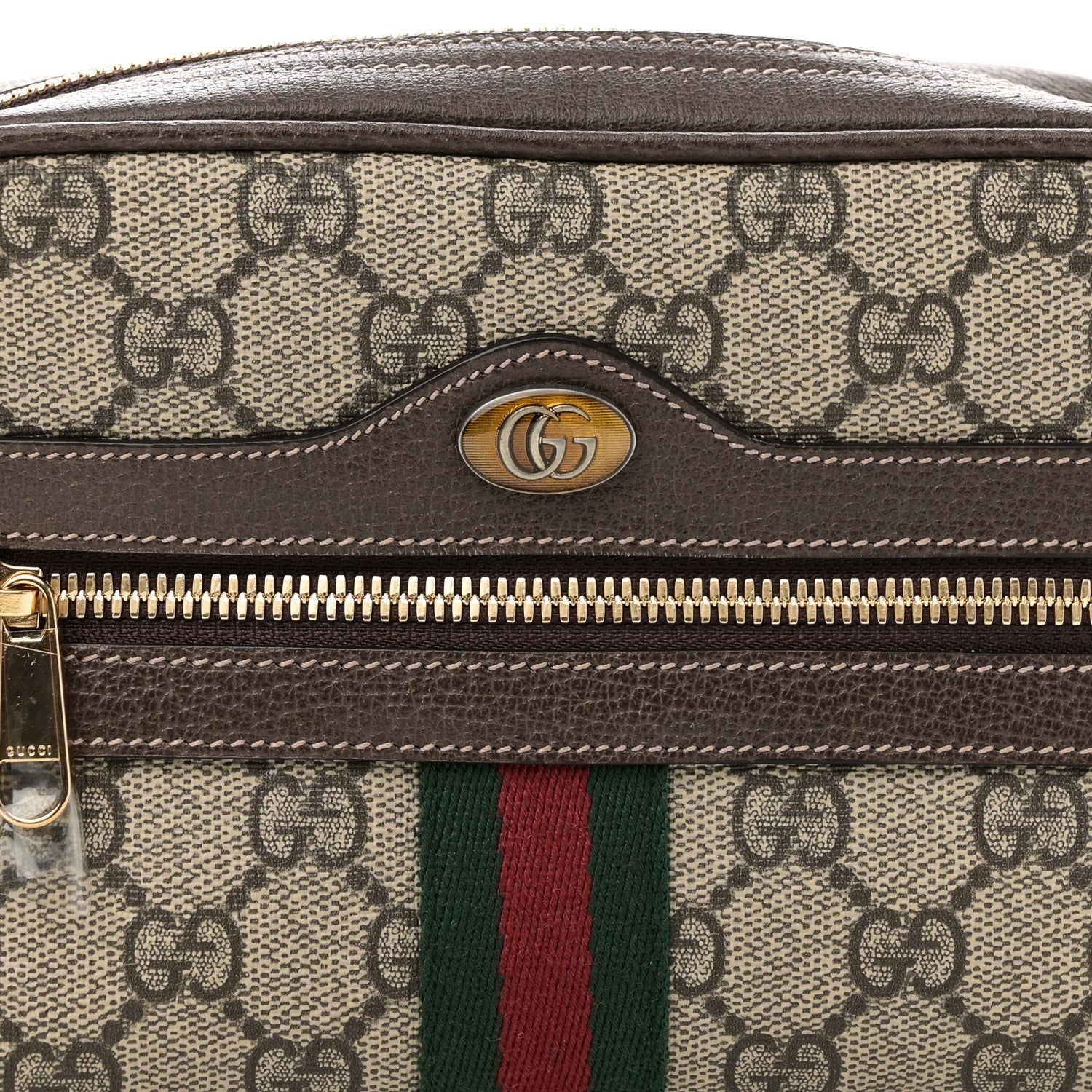 GG Supreme Monogram Web Small Ophidia Belt Bag 95 38 Dark Brown