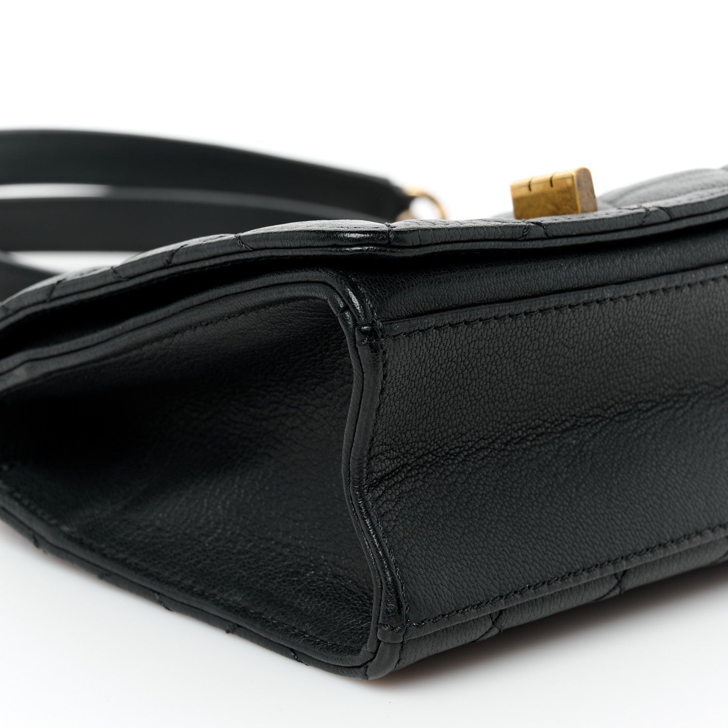 Goatskin Quilted Small Rita Top Handle Flap Black