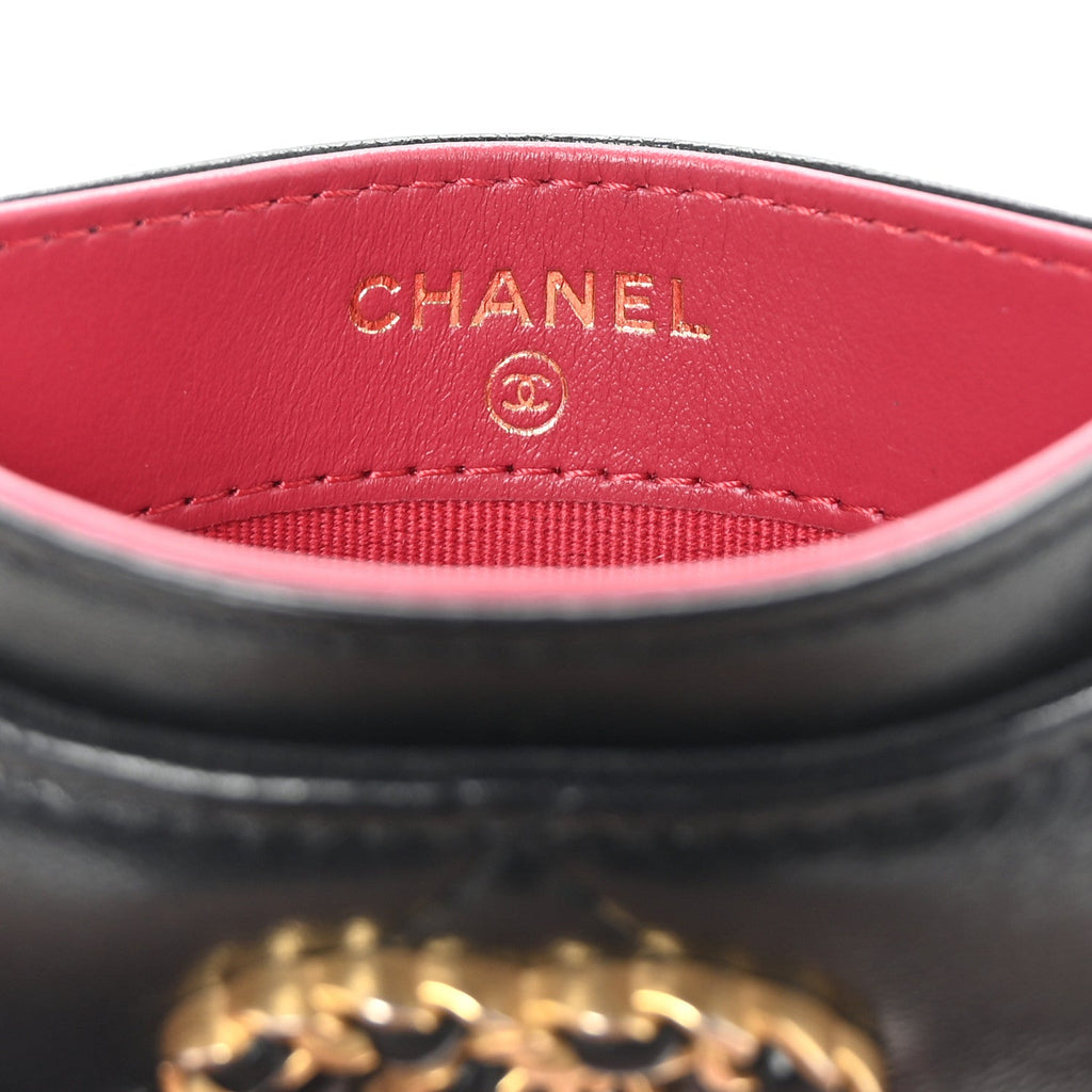Lambskin Quilted Chanel 19 Card Holder Black