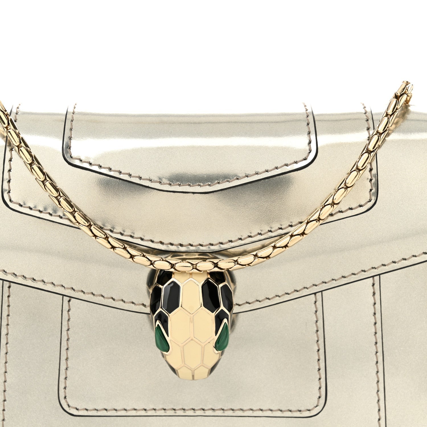 Metallic Calfskin Small Serpenti Forever Snake Strap Crossbody Bag Silver