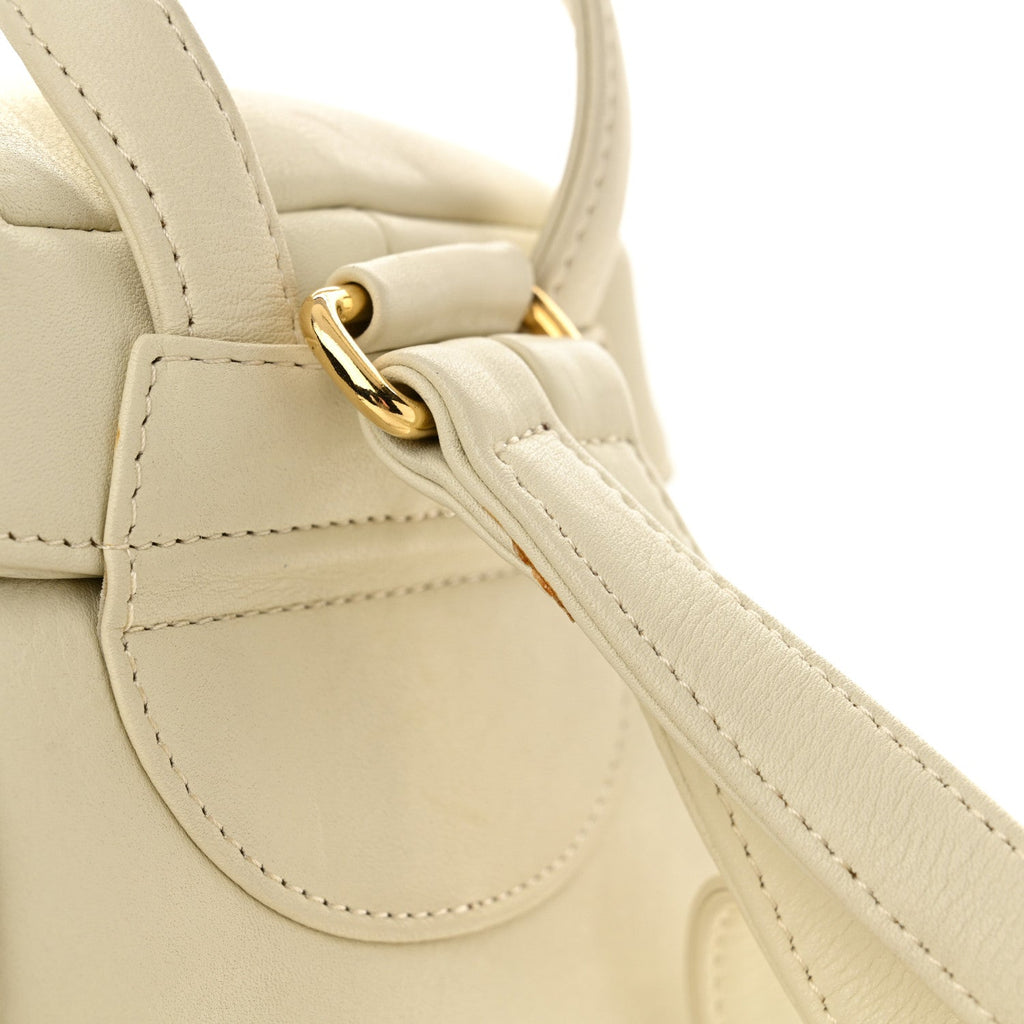 Calfskin Logo Mini Backpack White