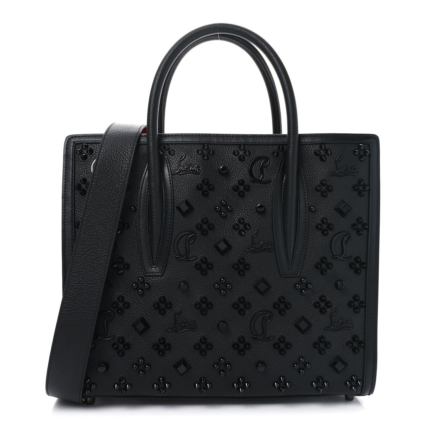 Calfskin Spikes Loubinthesky Medium Paloma Black