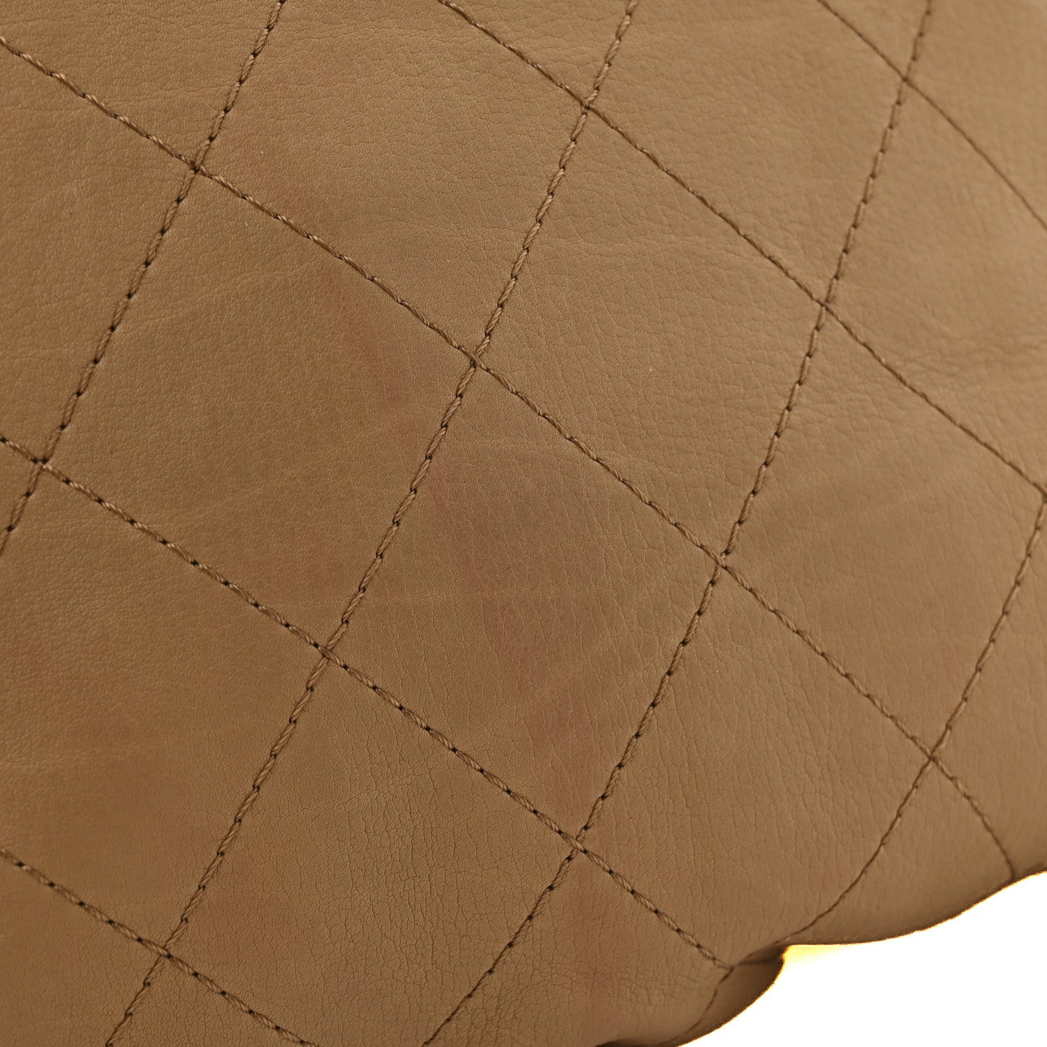 Calfskin Stitched Double Zip Hobo Beige