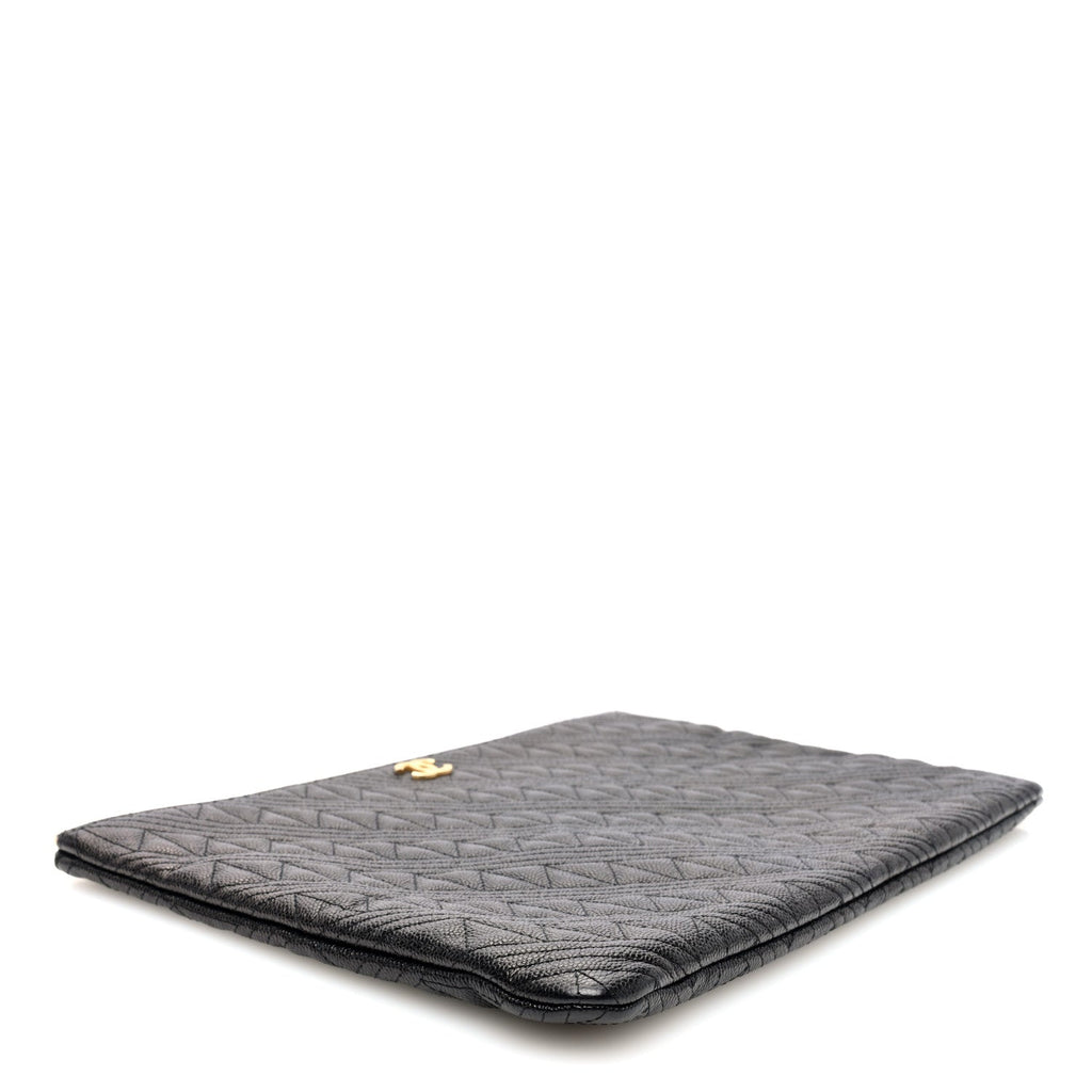 Caviar Geometric Quilted Cosmetic Case Black