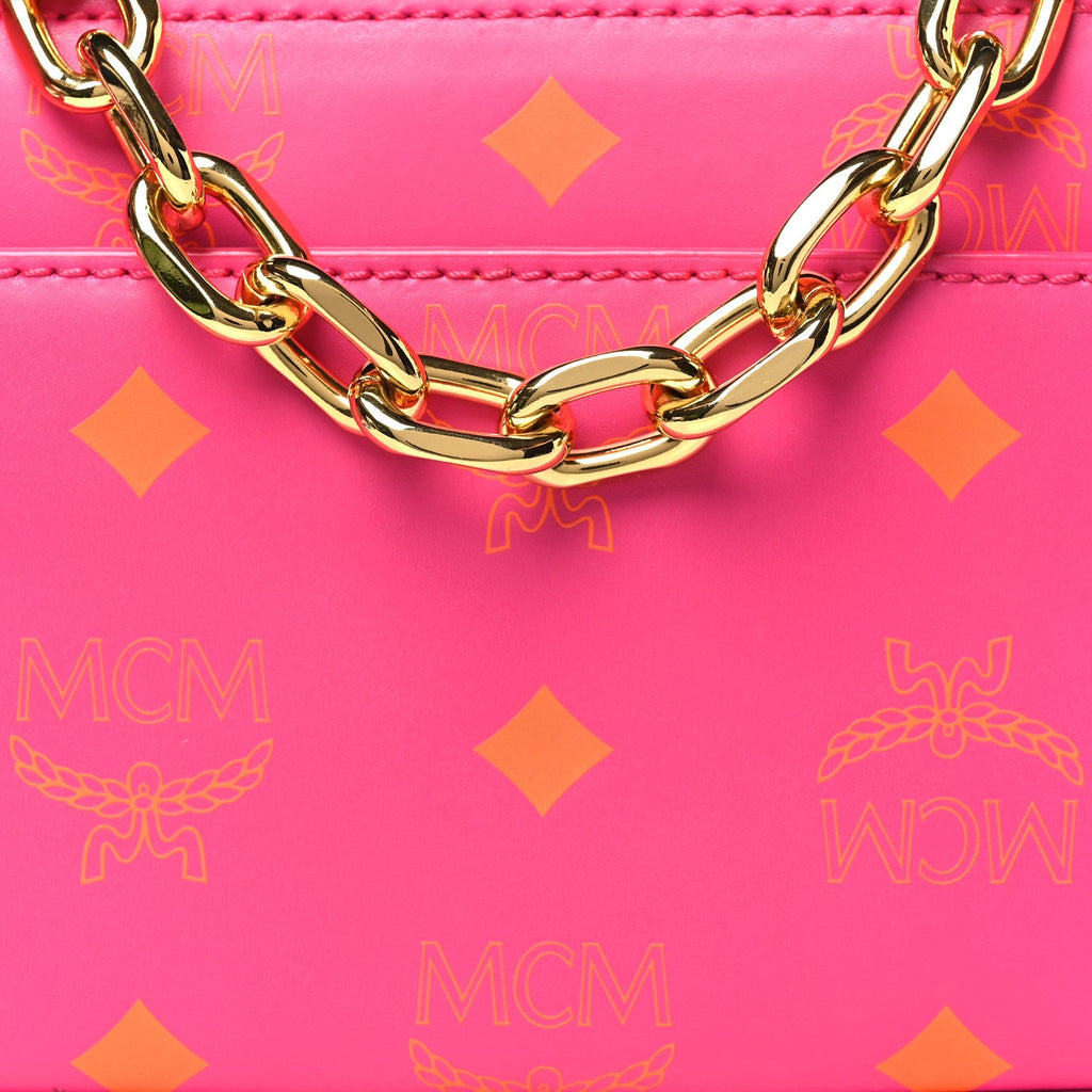 Calfskin Color Splash Mini Pouch on Chain Pink