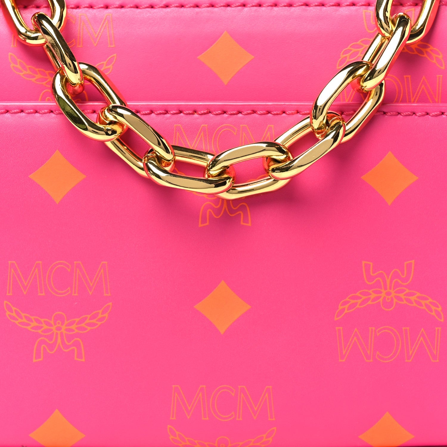 Calfskin Color Splash Mini Pouch on Chain Pink