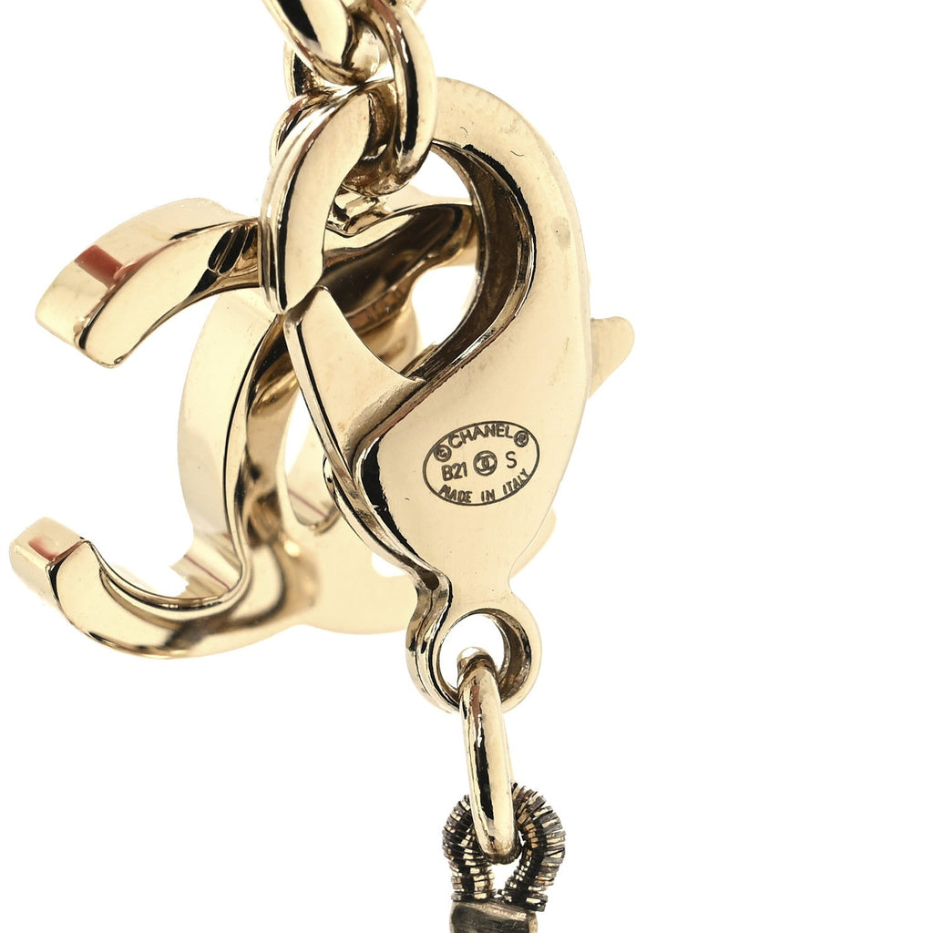 Metal Beaded CC Bracelet Gold