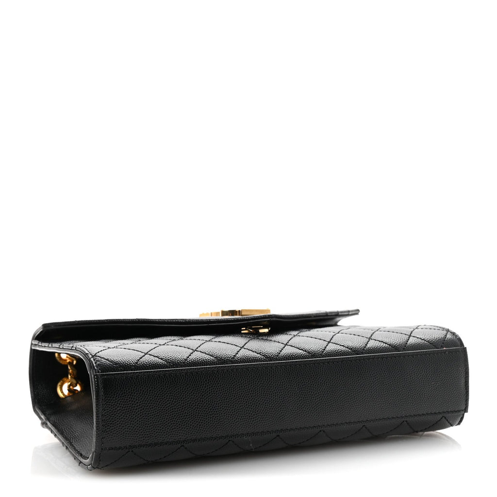 Grain De Poudre Textured Mixed Matelasse Triquilt Medium Monogram Satchel Black