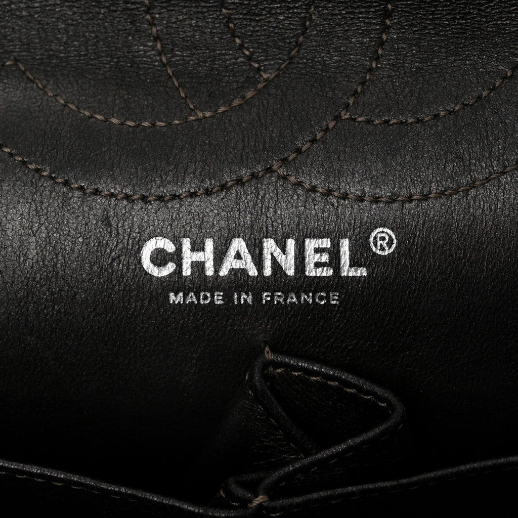 Metallic Calfskin Striped 2.55 Reissue 226 Flap Dark Silver