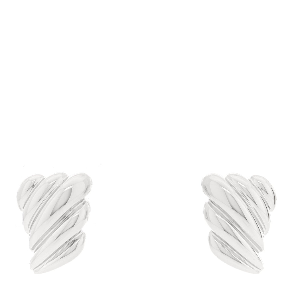 18K White Gold Croissant Earrings