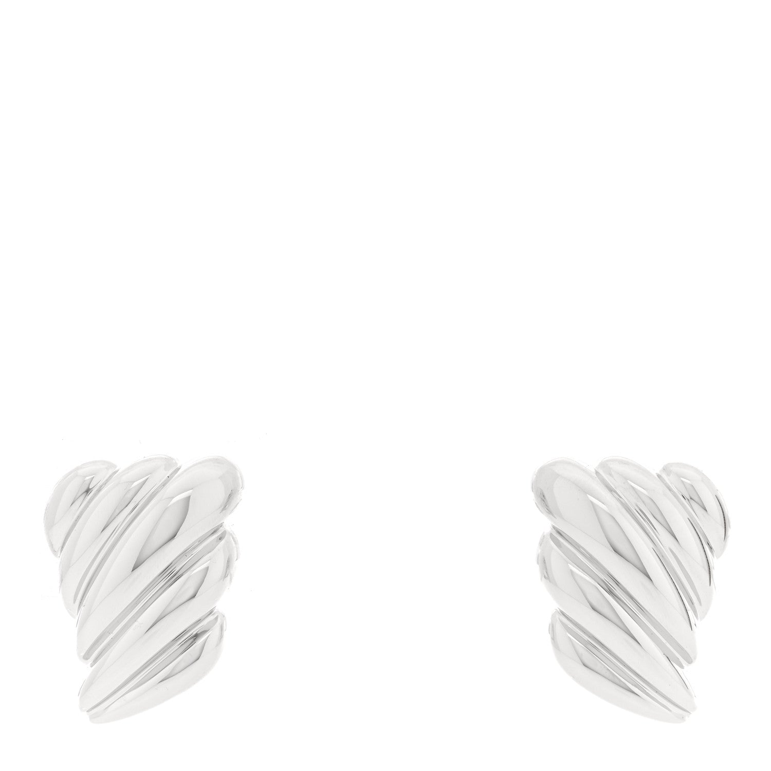18K White Gold Croissant Earrings