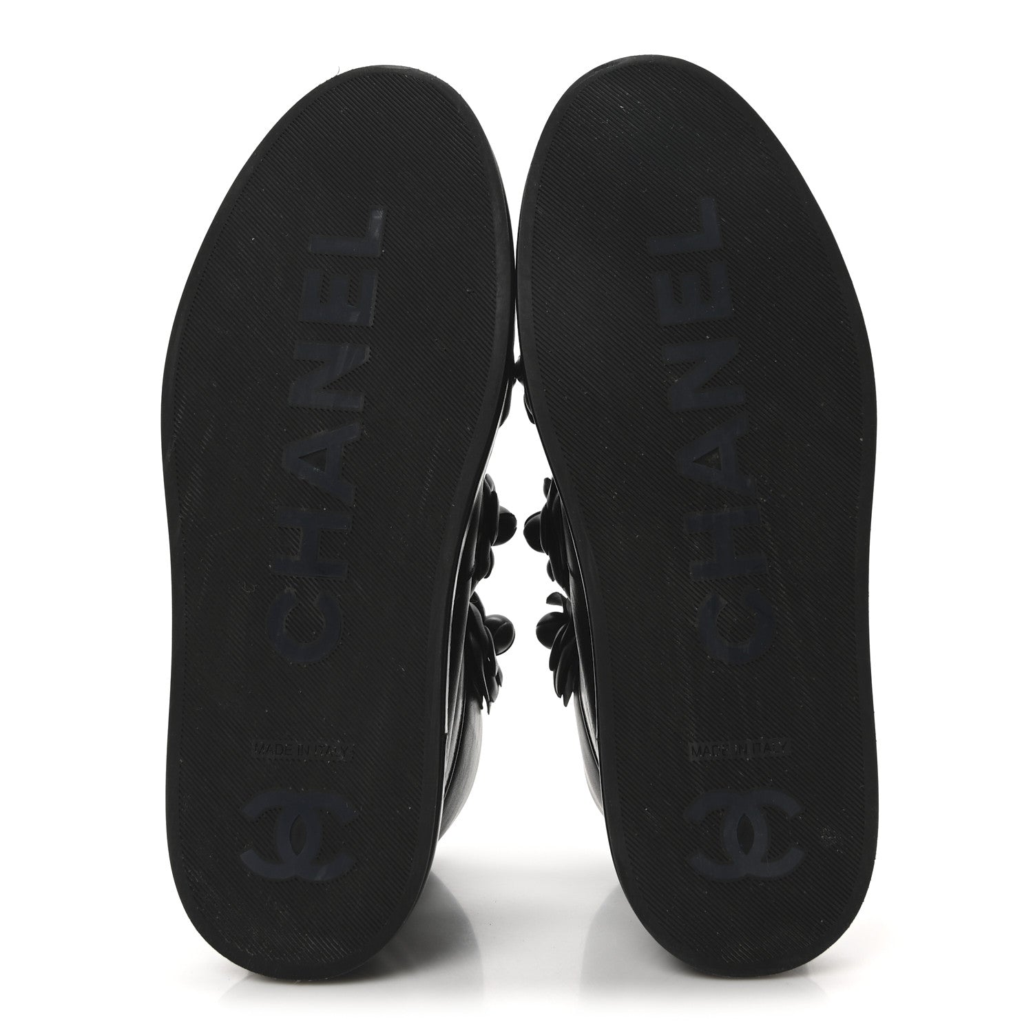 Calfskin Camellia High Top Sneakers 38.5 Navy