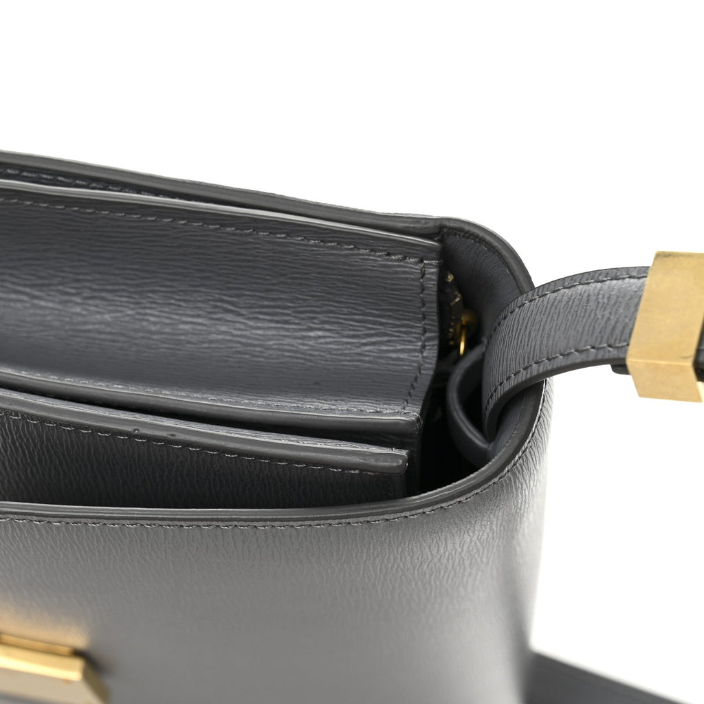 Liege Calfskin Medium Classic Box Flap Bag Grey