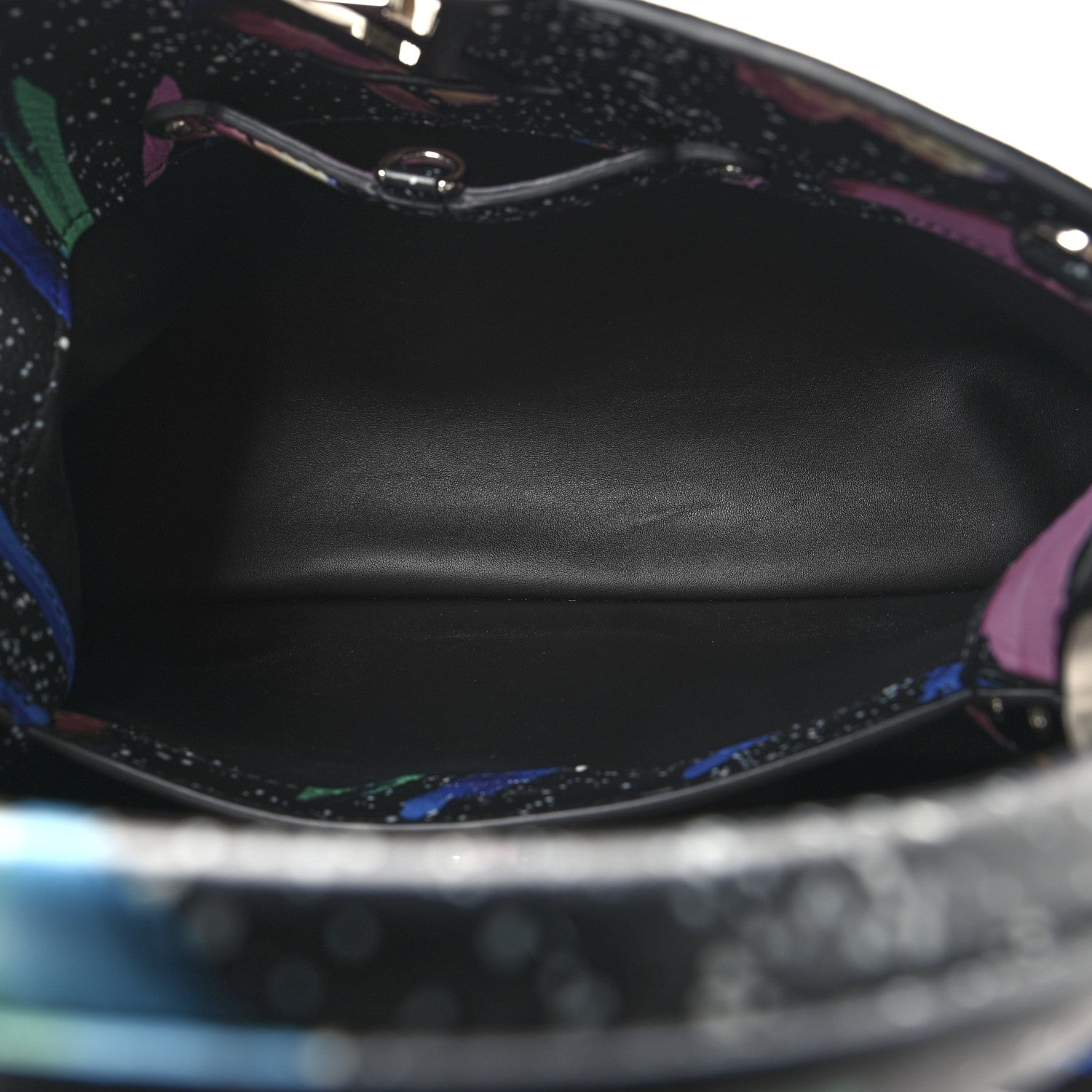 Calfskin Splash Print Capucines PM Black