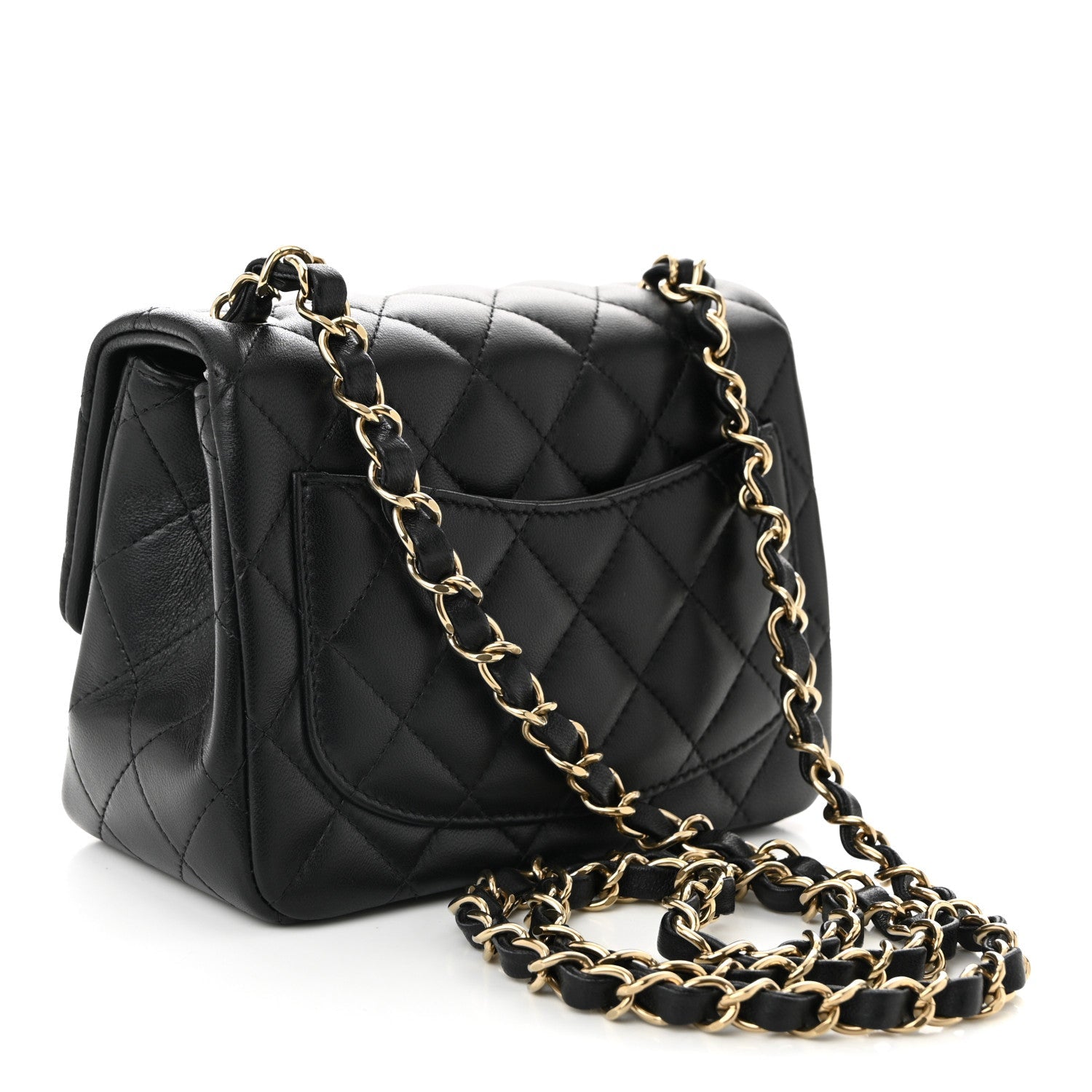 Lambskin Quilted Mini Square Flap Black